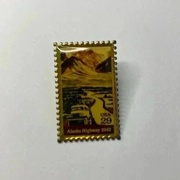 Vintage Winco Int. Alaska Highway 1942 Stamp Pin - Picture 1 of 5
